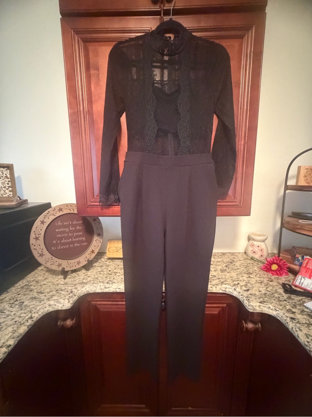 Express Black Lace High-Neck Jumpsuit